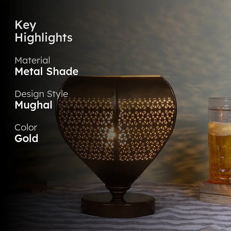 Gitana Glory Metal Table Lamp With Brown Base - Gold media 2