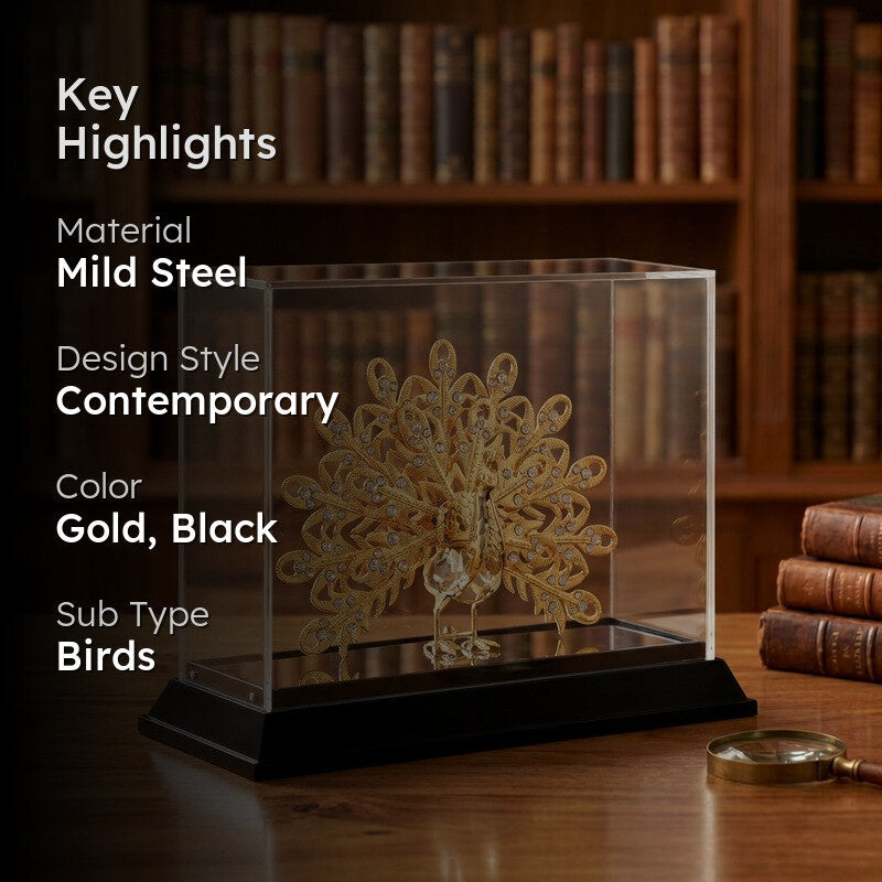Golden Peacock Splendor 24K Gold Plated Mild Steel Showpiece media 2