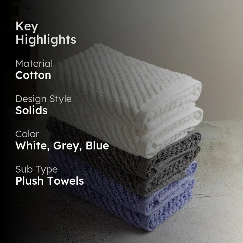 Nautica Riviera Soft Cotton Hand Towel (White, Grey & Blue) - Set Of Six media 2