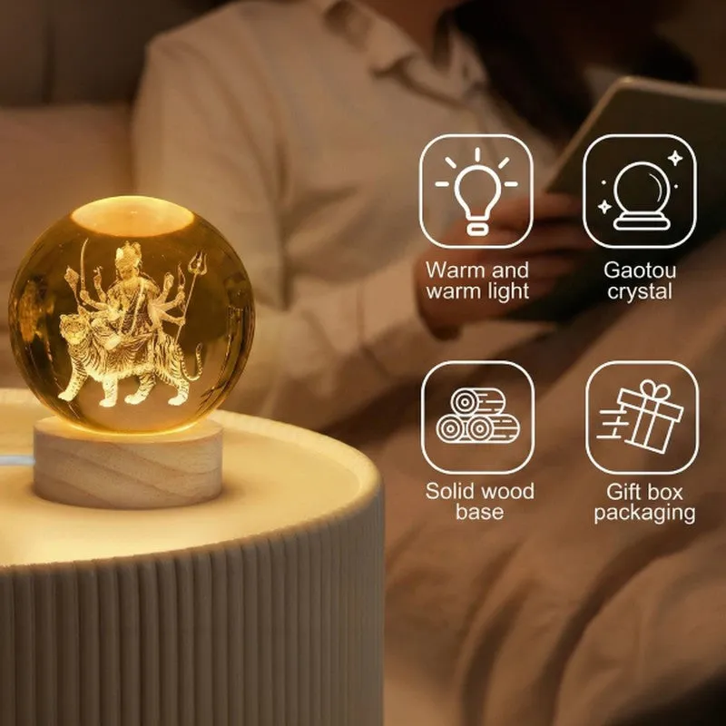Maa Durga Aura Glass Ball Table Lamp media 6