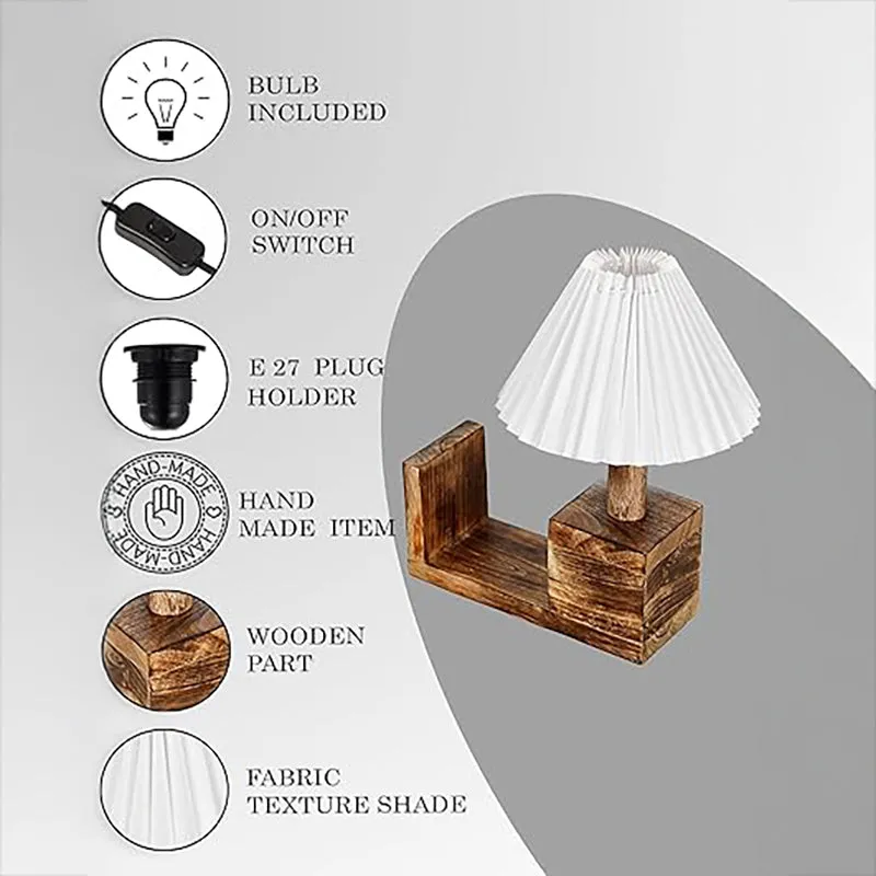 Sentry Pleated Fabric Table Lamp - White,Brown media 7