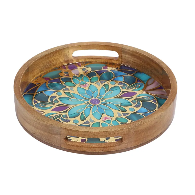 Floral Feast Round Wooden Serving Tray media 3