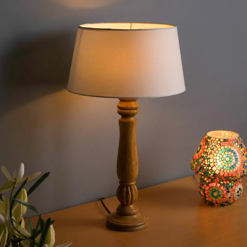 Rustic Elegance Fabric Table Lamp - White media 1