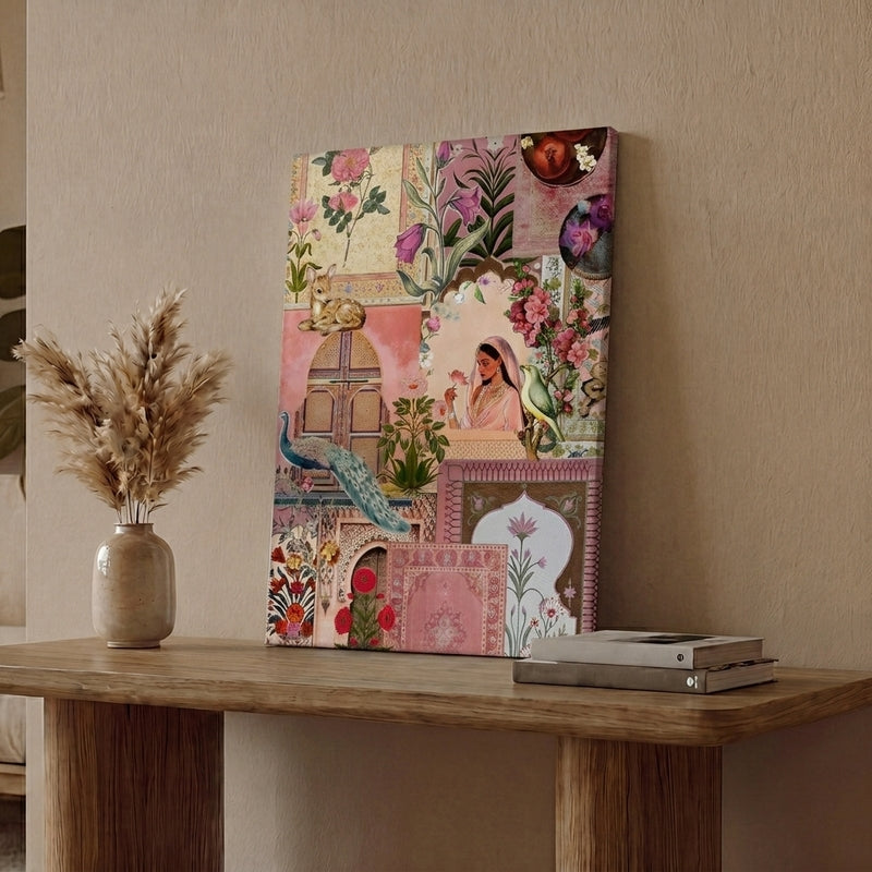 Floral Courtyard Serenity Canvas Wall Art