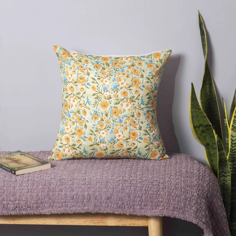 Sunny Blooms Cotton Cushion Cover media 2