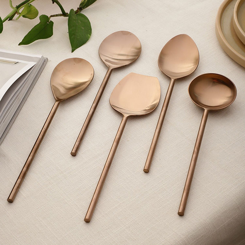 Zarif Stainless Steel Serving Spoon - Set Of Five