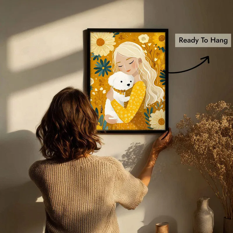 Petal Cuddle Canvas Wall Painting - Black Frame media 7