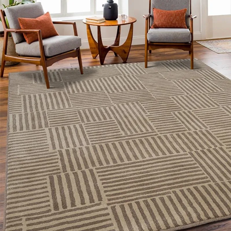 Boromir Hand Tufted Geometric Wool & Nylon Carpet - Taupe media 3