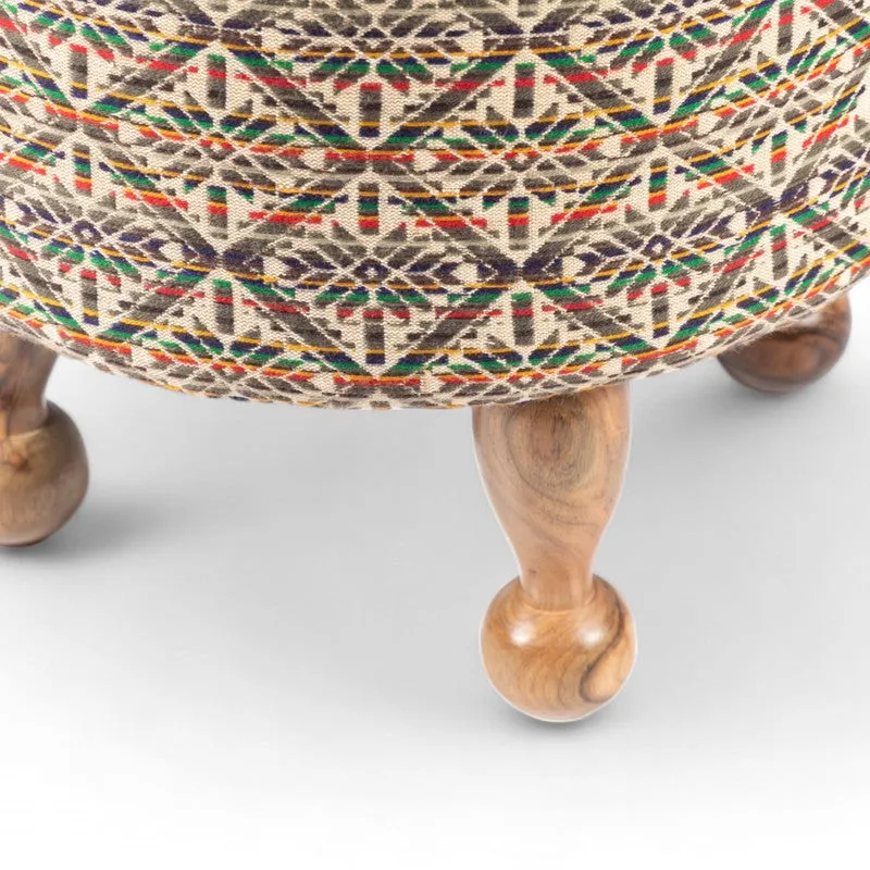 Gverix Acacia Wooden Ottomans - Multicolor media 5