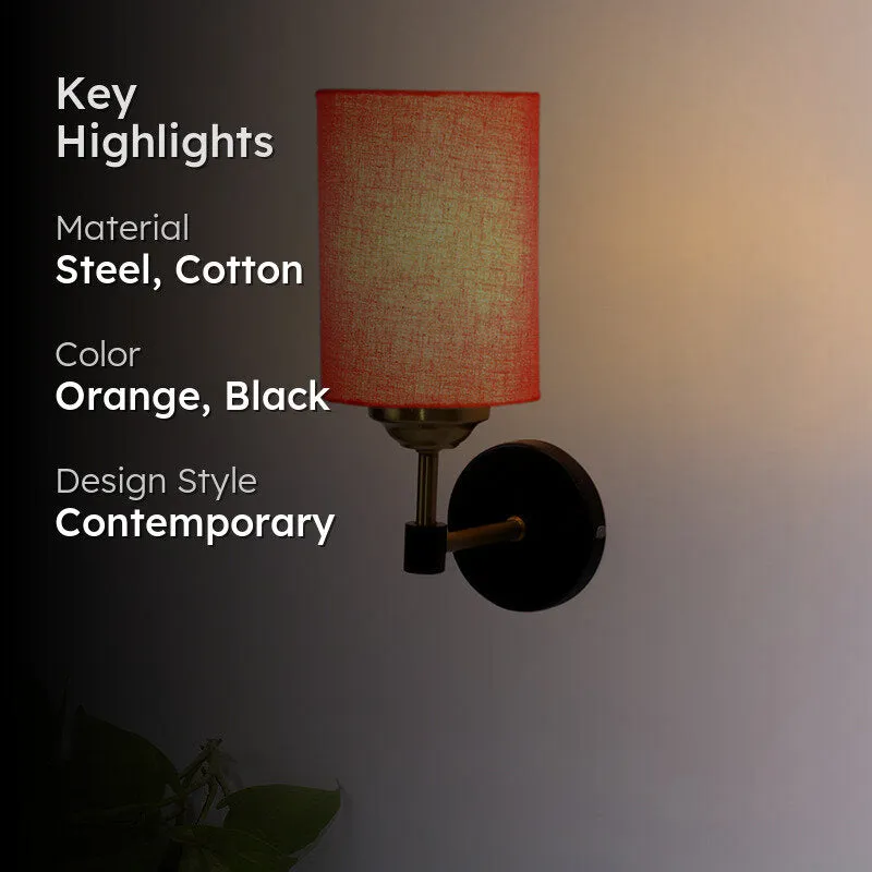 Sienna Sleek Steel & Cotton Wall Lamp - Orange media 2