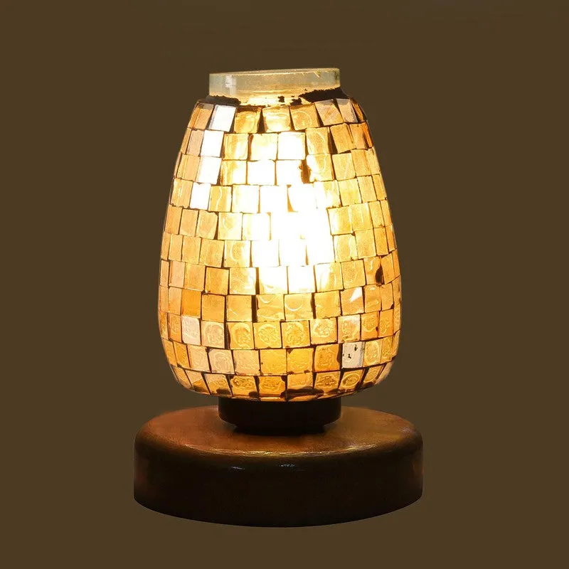 Glowling Mosaic Glass Table Lamp With Wooden Base - Multicolor media 6
