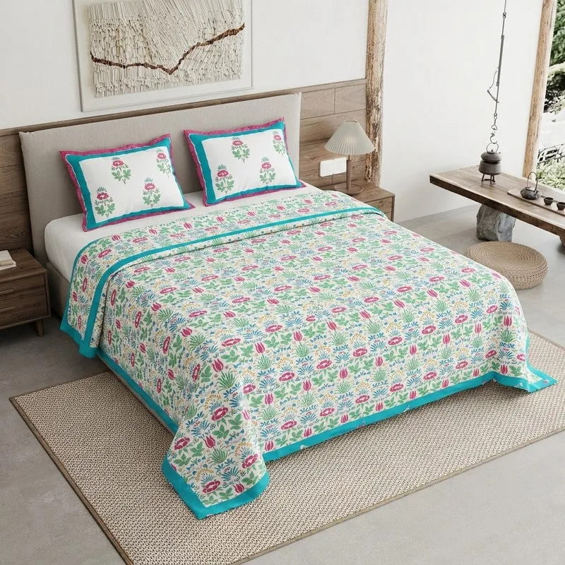 Rang Harmony Cotton Bedsheet (Pink,Blue) - 120 TC media 1