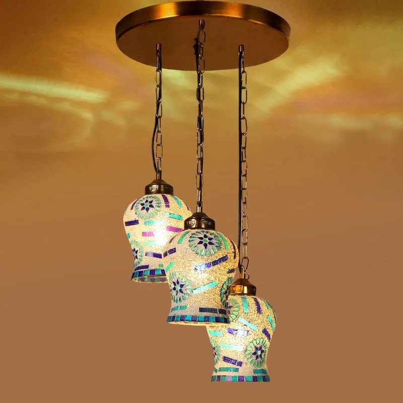 Coloraura Glow Glass Ceiling Lamp - White & Blue media 5