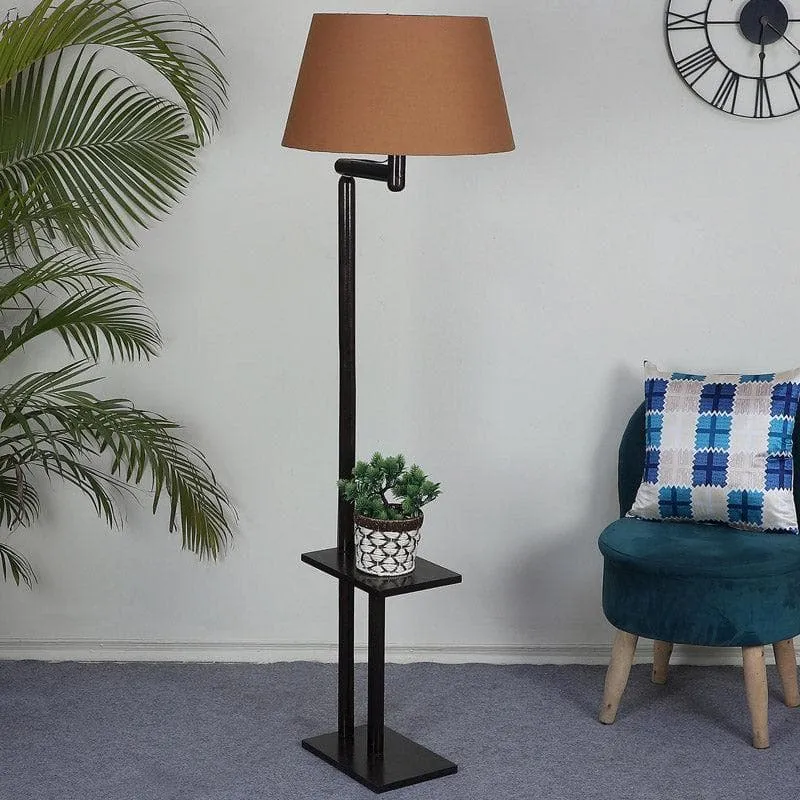 Eartha Enya Floor Lamp With Shelf - Brown media 3