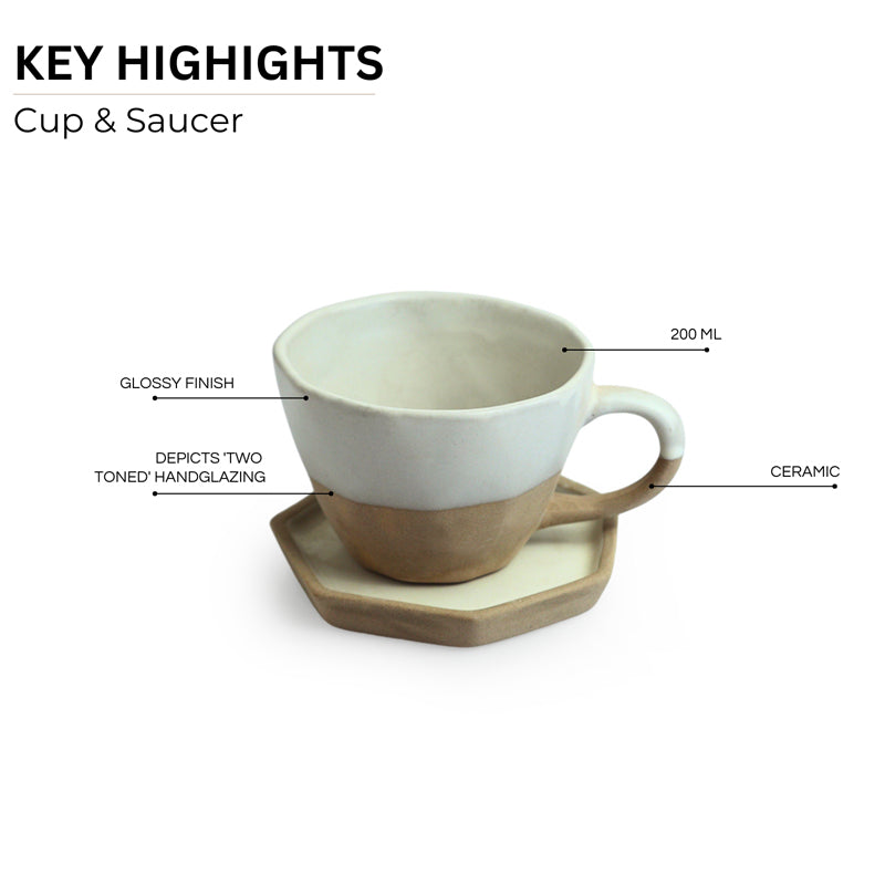 Ramal Handglazed Ceramic Tea Cup With Saucer (200 ML) - Four Piece Set media 5