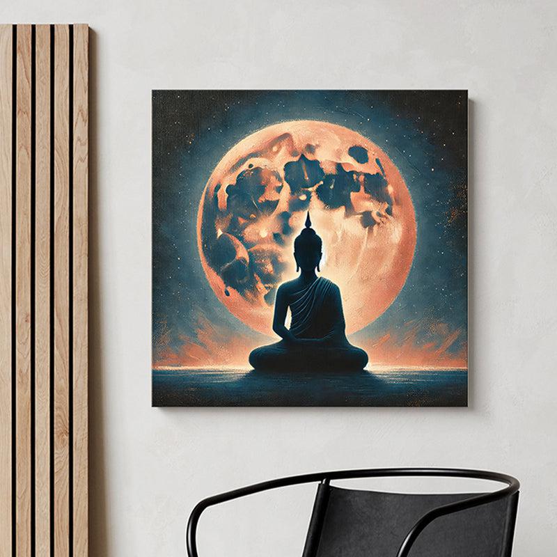 Buddha And Moonlit Sky Wall Painting