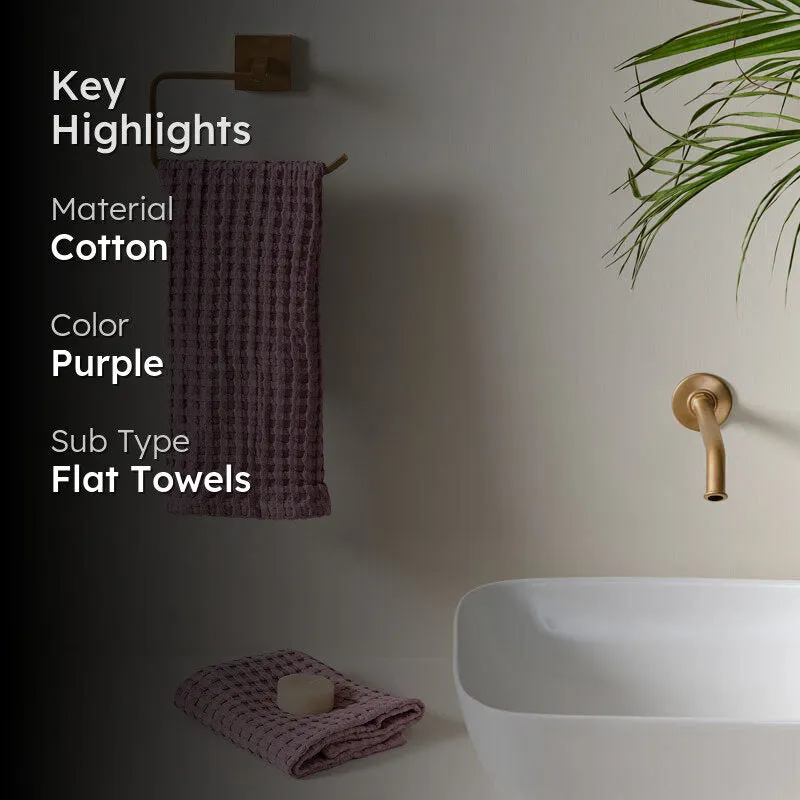 Fluffy Waffle Hand Towel (Purple) - Set Of Two media 2