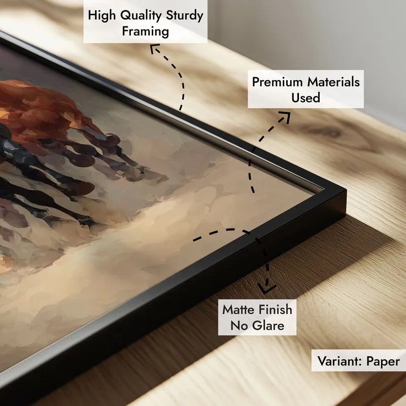 Gallop of Freedom Horse Archival Paper Wall Painting With Black Frame media 9