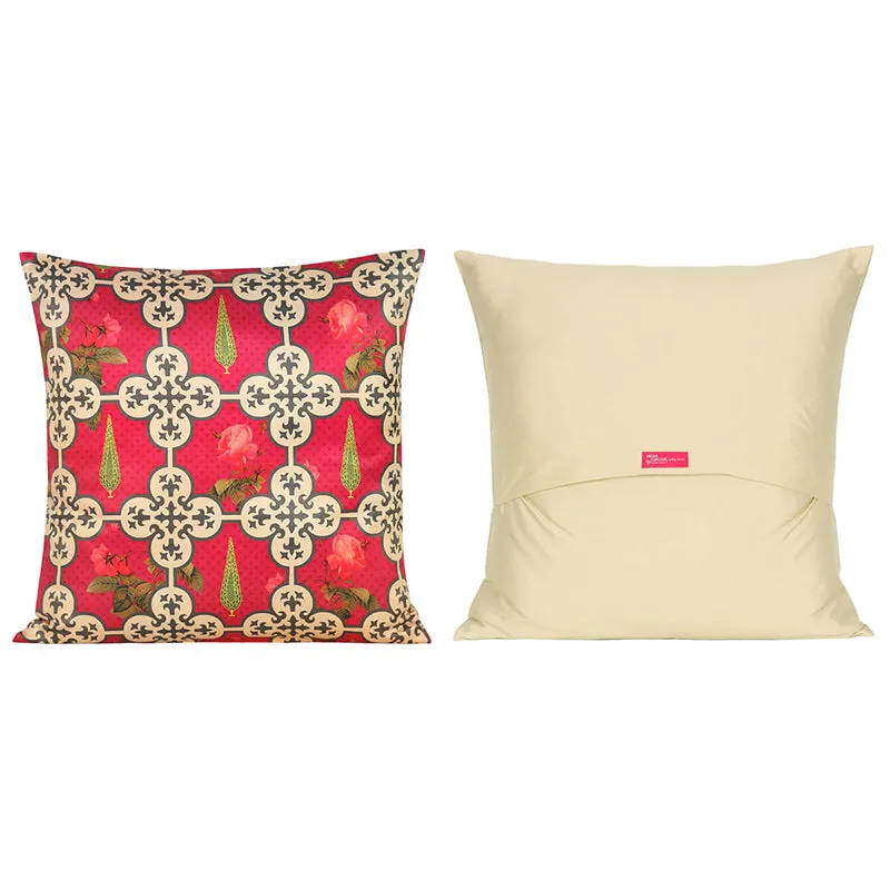 India Circus Clover Grid Printed Velvet Cushion Cover - Set Of Five media 3
