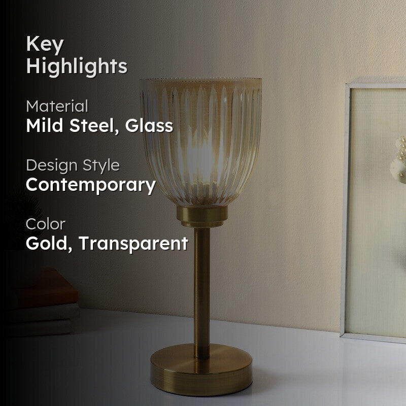 Mirelia Elegant Mild Steel Table Lamp - Gold,Transparent media 2
