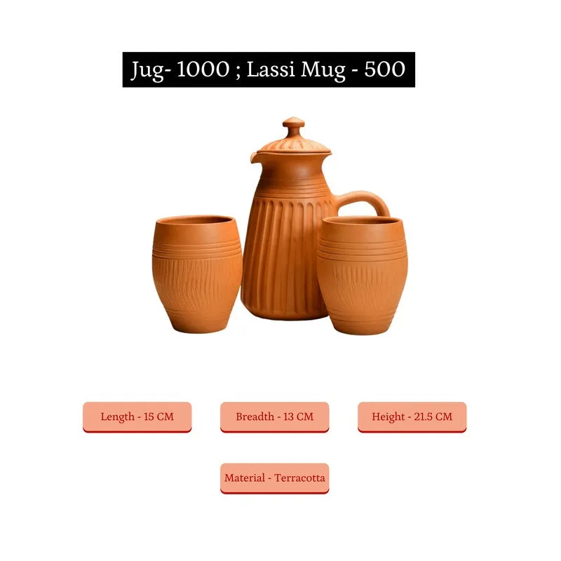 Victoria Terracotta Jug with Glasses - Three Piece Set - 9