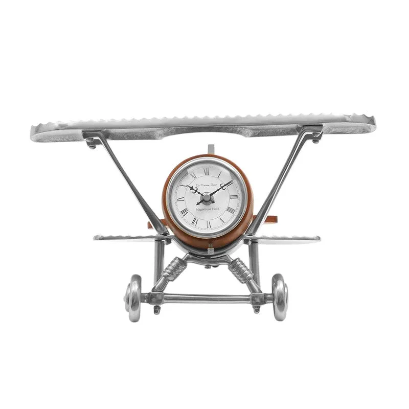 Vintage Airplane Table Clock Silver media 5
