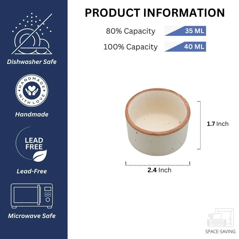 Savora Ceramic Dip Bowls (White,40 mL Each) - Set Of Six media 6
