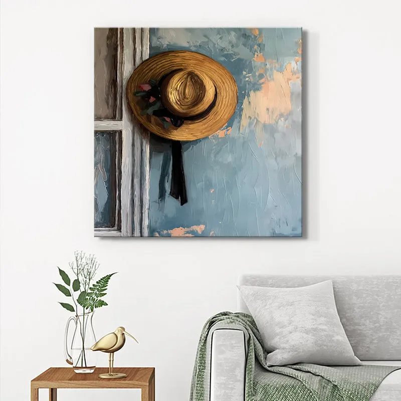 Straw Hat On Wall Painting media 1