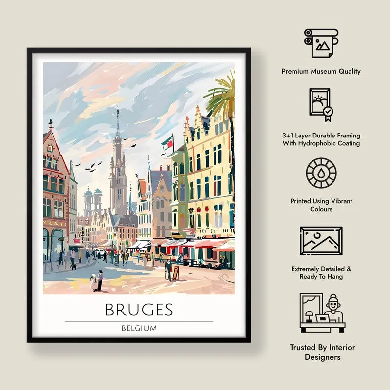 Vintage Bruges Framed Canvas Wall Painting media 8