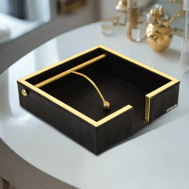 Vautch Faux Leather Tissue Holder - Black media 1