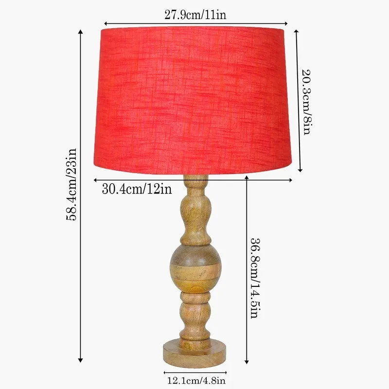 LumiForm Adjus Wooden Table Lamp - Red,Brown media 7