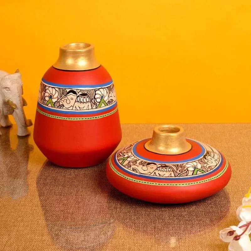 Lumamba Tribal Terracotta Vase - Set Of Two media 1