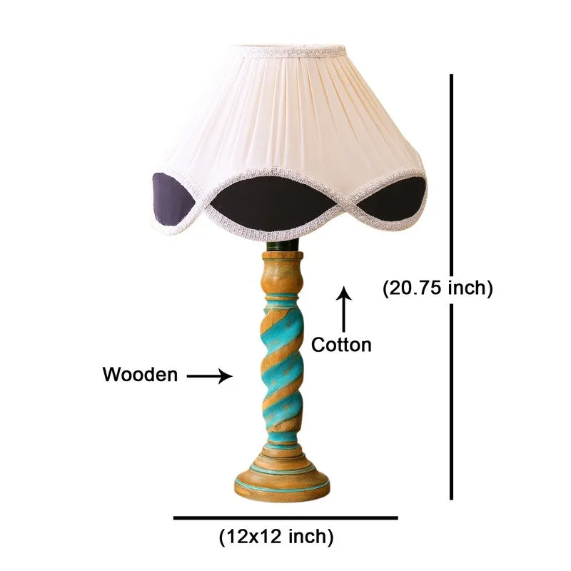 Elara Zylo Wooden Table Lamp - OffWhite media 8