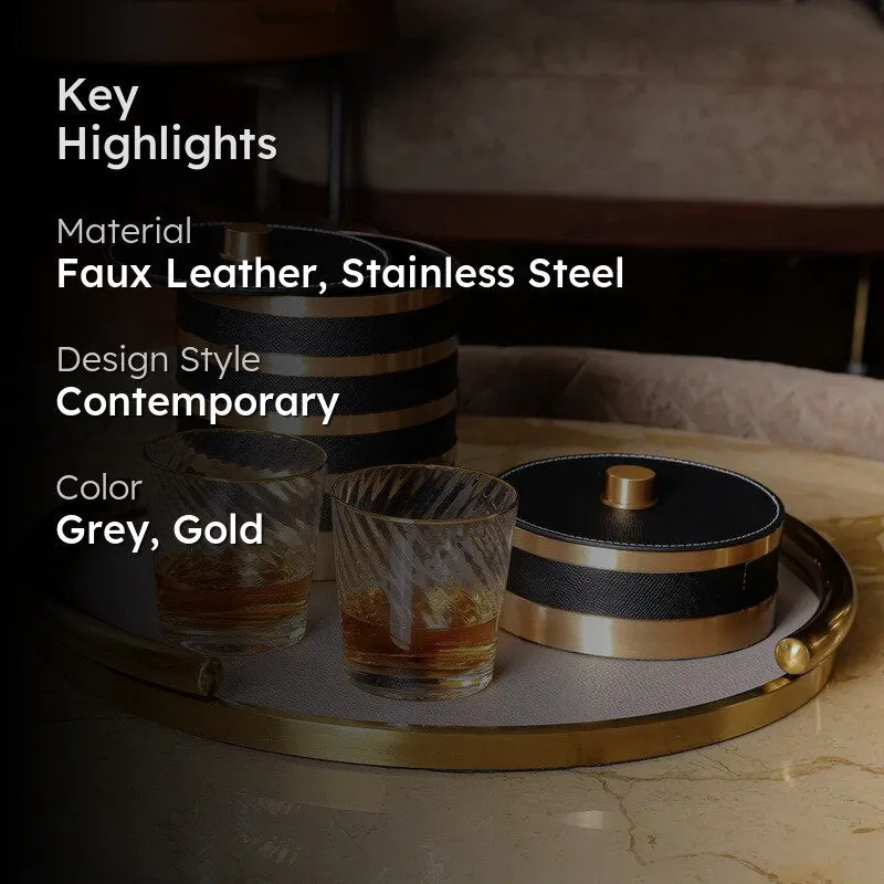 Regal Serve (Faux Leather,Stainless Steel) Serving Tray media 2