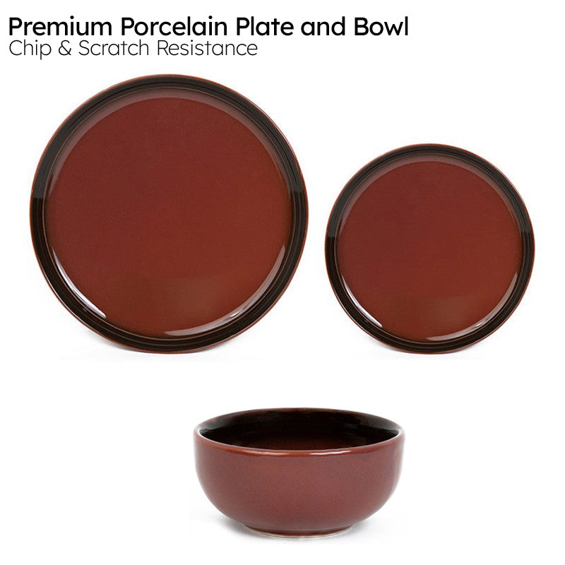Caspian Porcelain Dinner Set (Brown) - 18 Piece Set media 5