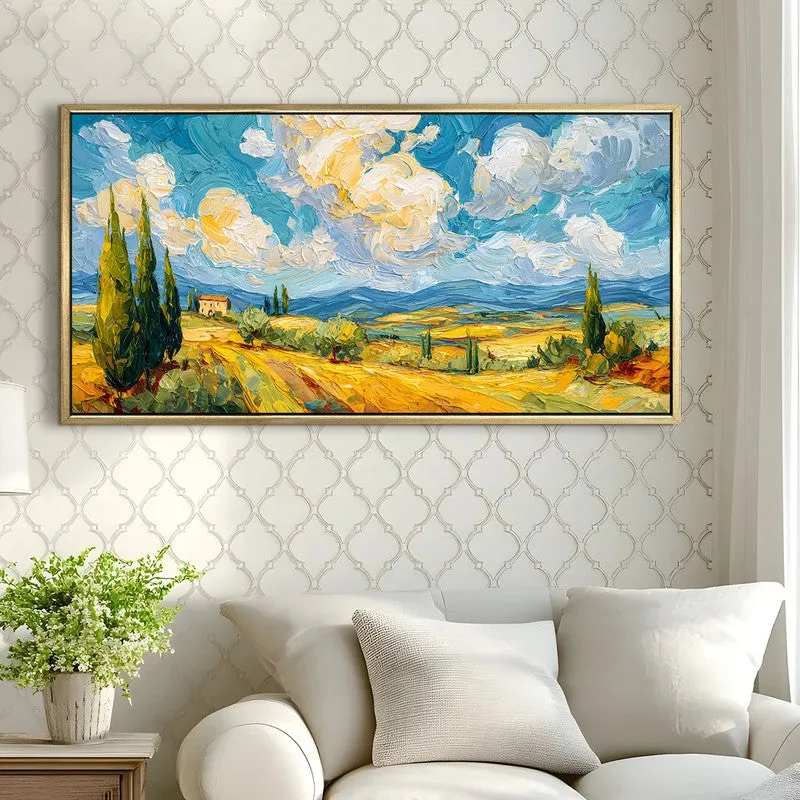 Sunlit Expanse Canvas Wall Painting With Frame media 4
