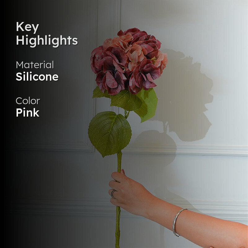 Faux Autumn Hydrangea Flower Stick (Pink) - 25 CM media 2