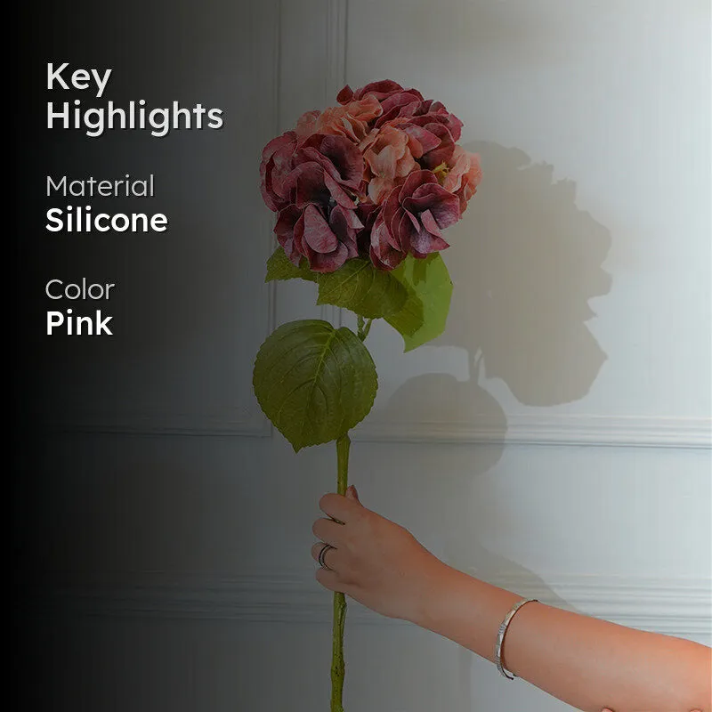 Faux Autumn Hydrangea Flower Stick (Pink) - 25 CM media 2