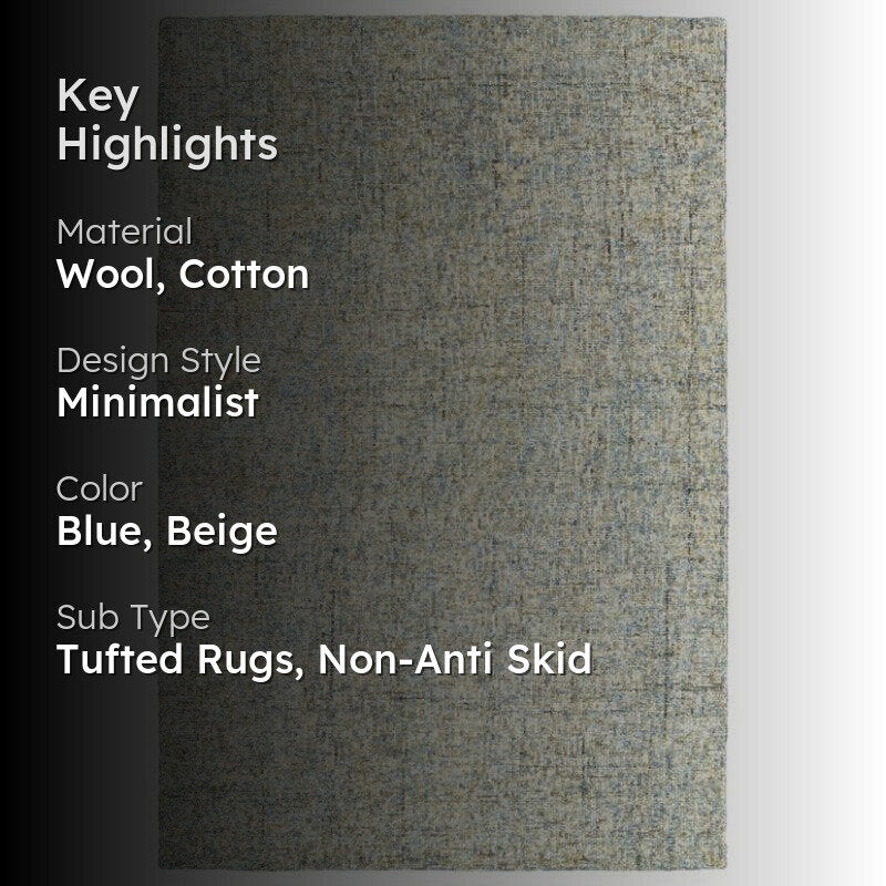 Handloom Hand Tufted Harmony Wool Rug - Light Blue & Beige media 2