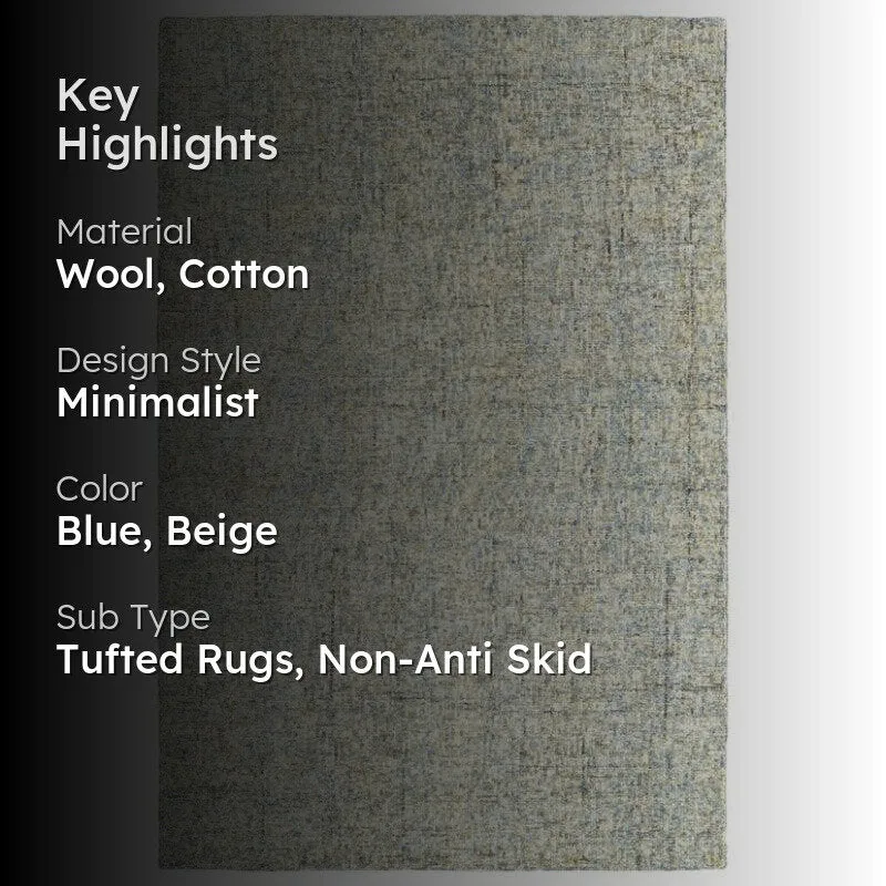 Handloom Hand Tufted Harmony Wool Rug - Light Blue & Beige media 2