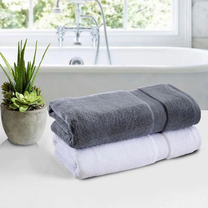 Miorah Bath Towel (White & Grey) - Set Of Two media 1