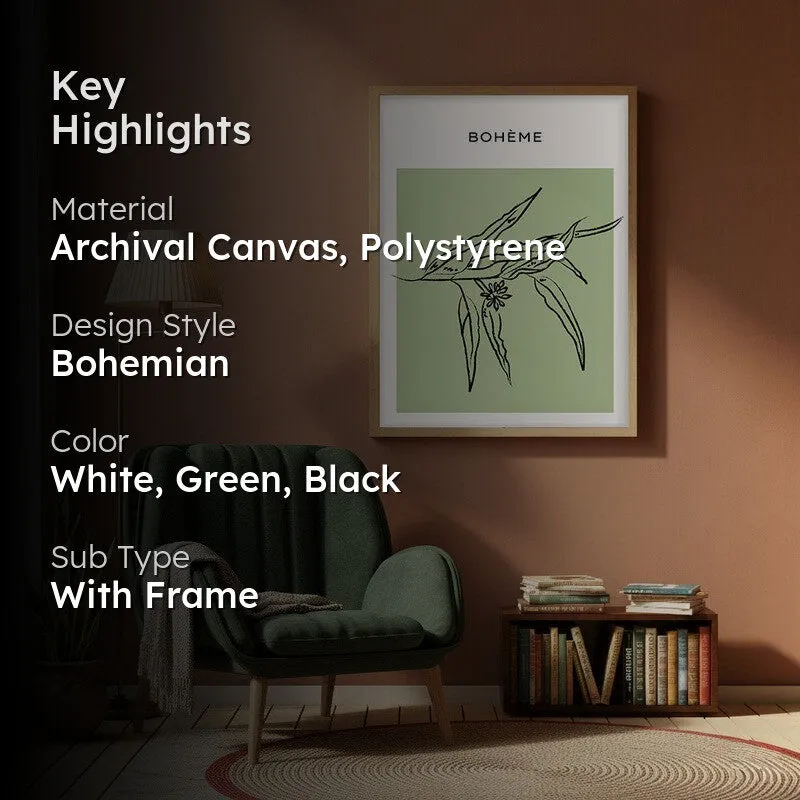 Calm Foliage Canvas Wall Painting With Brown Frame media 2