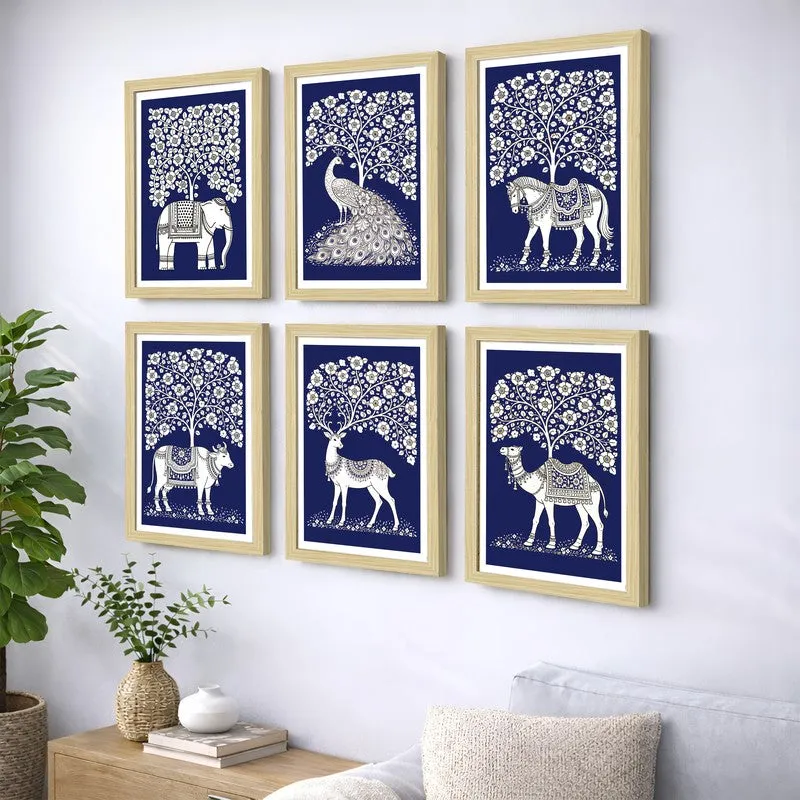 Rooted Spirits Paper Wall Painting With Frame - Set Of Six media 3