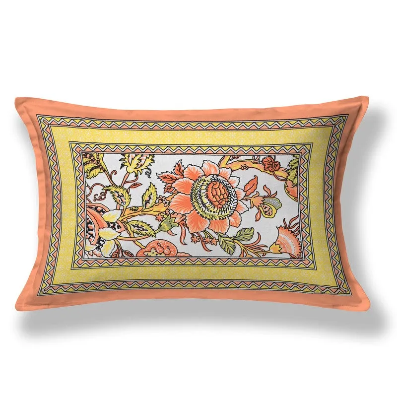 Fabrixa Floral Cotton Bedsheet (Yellow & Orange) - 240 TC media 6