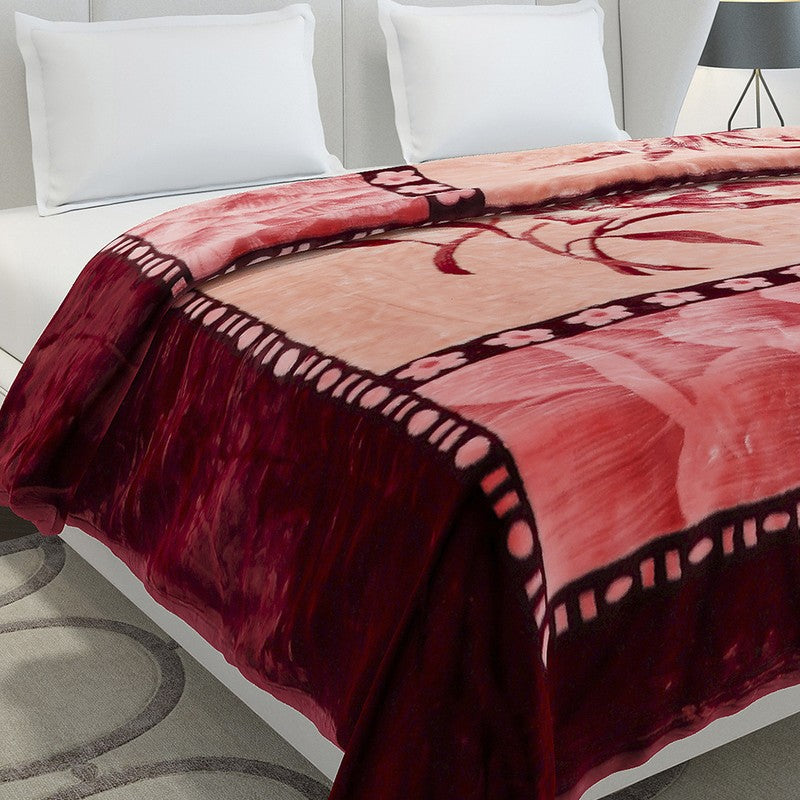 Monte Carlo Crimson Dreamscape Blanket (Maroon,Pink) - 852 GSM media 4