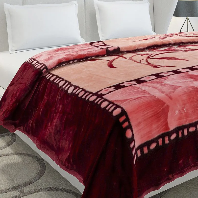 Monte Carlo Crimson Dreamscape Blanket (Maroon,Pink) - 852 GSM media 4