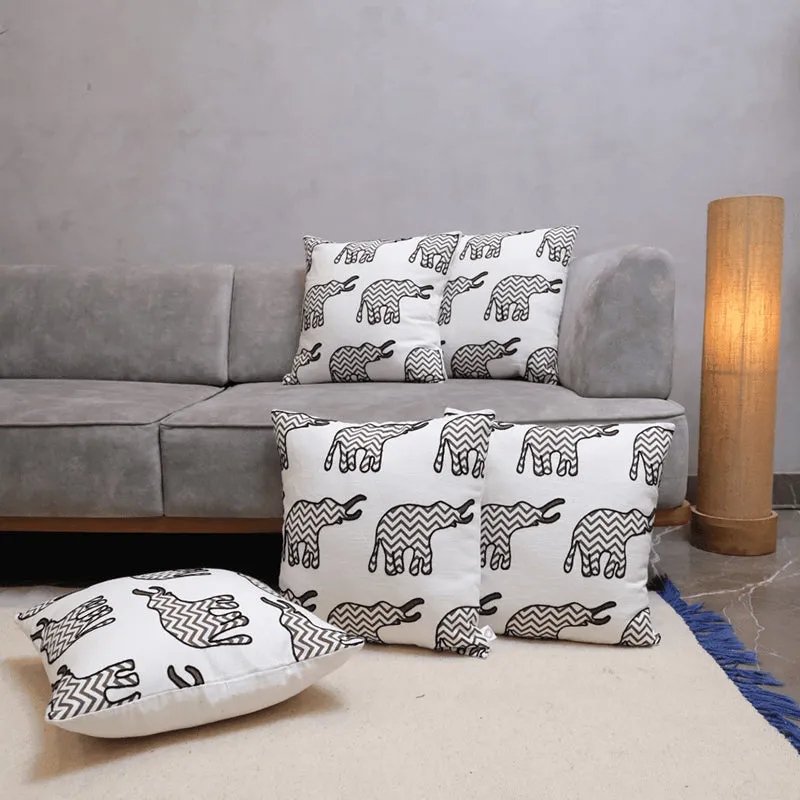 Plushie Trunks Tufted Cushion Cover (Black & White) - Set Of Five media 4