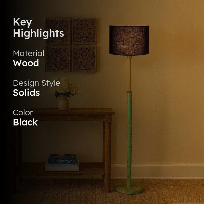 Amber Glow Wooden Floor Lamp - Black media 2