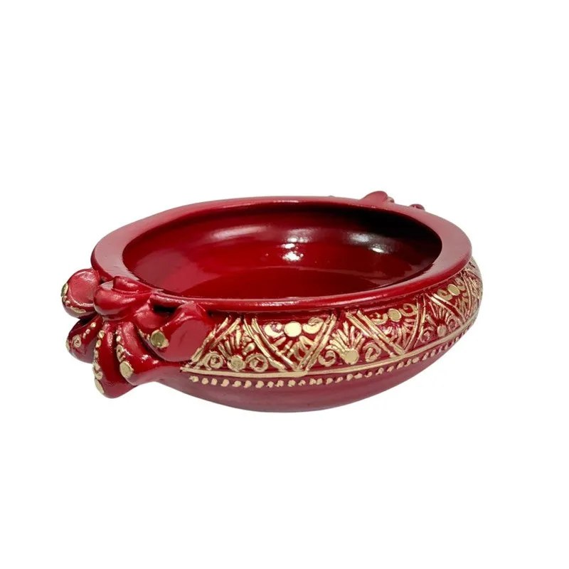 Red Floral Resin Urli media 4