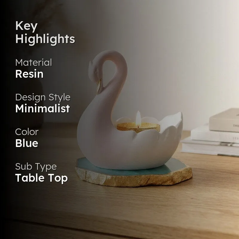 Swan Shaped Resin Tea Light Candle Holder - Turquoise media 2